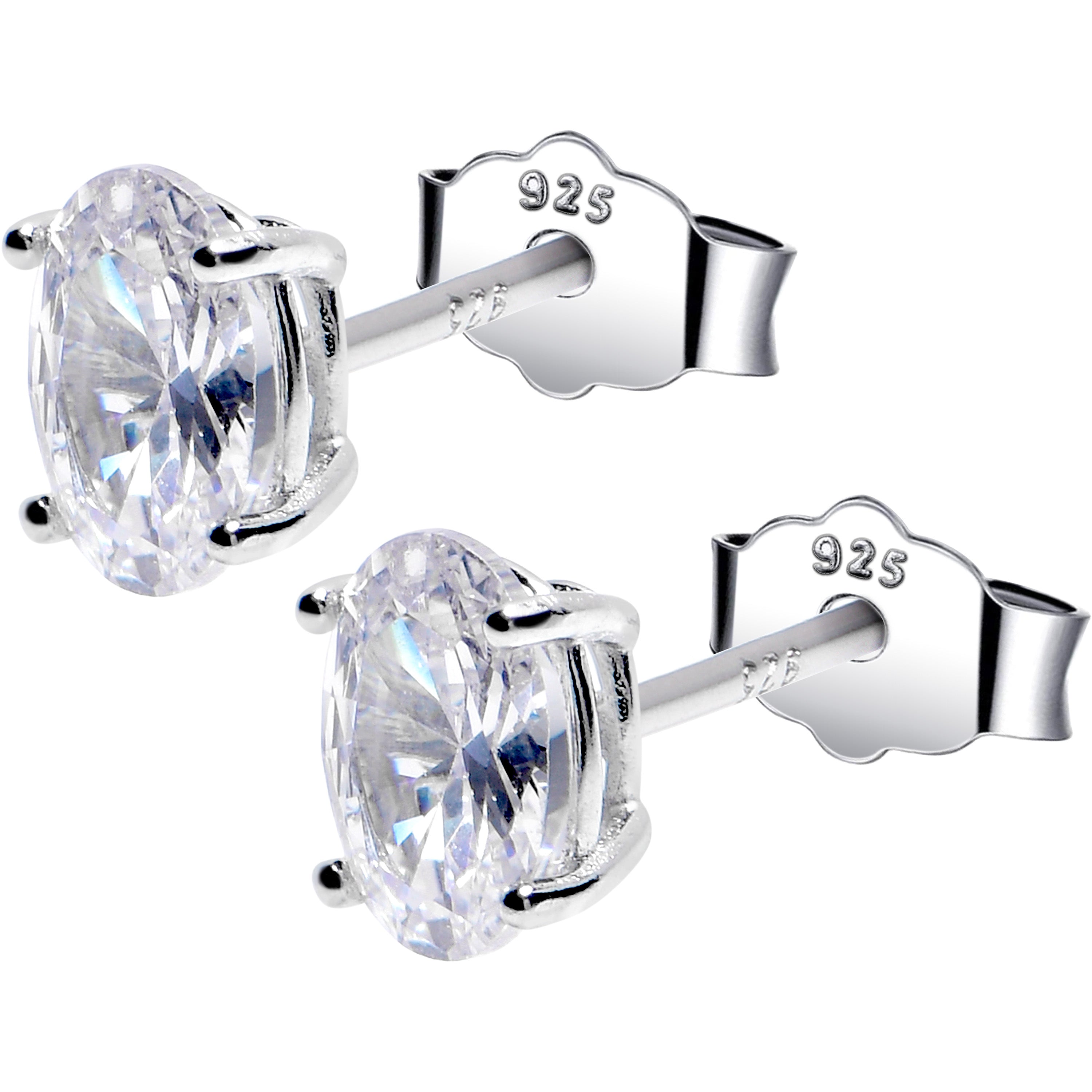 BodyCandy 4mm CZ Oval 925 Sterling Silver April Birthstone Stud Earrings — main product shot