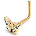 BodyCandy 20G 7mm Gold Tone Evening Butterfly L Shape Nose Ring — main product shot