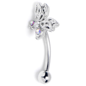 16G 5/16 Aurora Gem Ultra Drama Butterfly Curved Eyebrow Ring