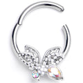 BodyCandy 16G 3/8 Aurora Gem Ultra Drama Butterfly Hinged Segment Ring — main product shot