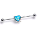 BodyCandy 14G Blue Faux Opal Sunny Heart Industrial Barbell 38mm — main product shot
