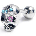 BodyCandy 16G 1/4 Blue Gem Stylish Skull Halloween Cartilage Tragus Earring — main product shot