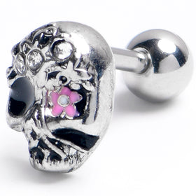 16G 1/4 Clear Gem Stylish Skull Cartilage Tragus Earring