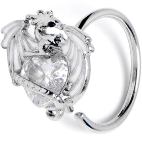 20G 5/16 Clear Gem Heart of Dragon Nose Hoop