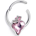 BodyCandy 16G 3/8 Pink Gem Strawberry Love Hinged Segment Ring — main product shot