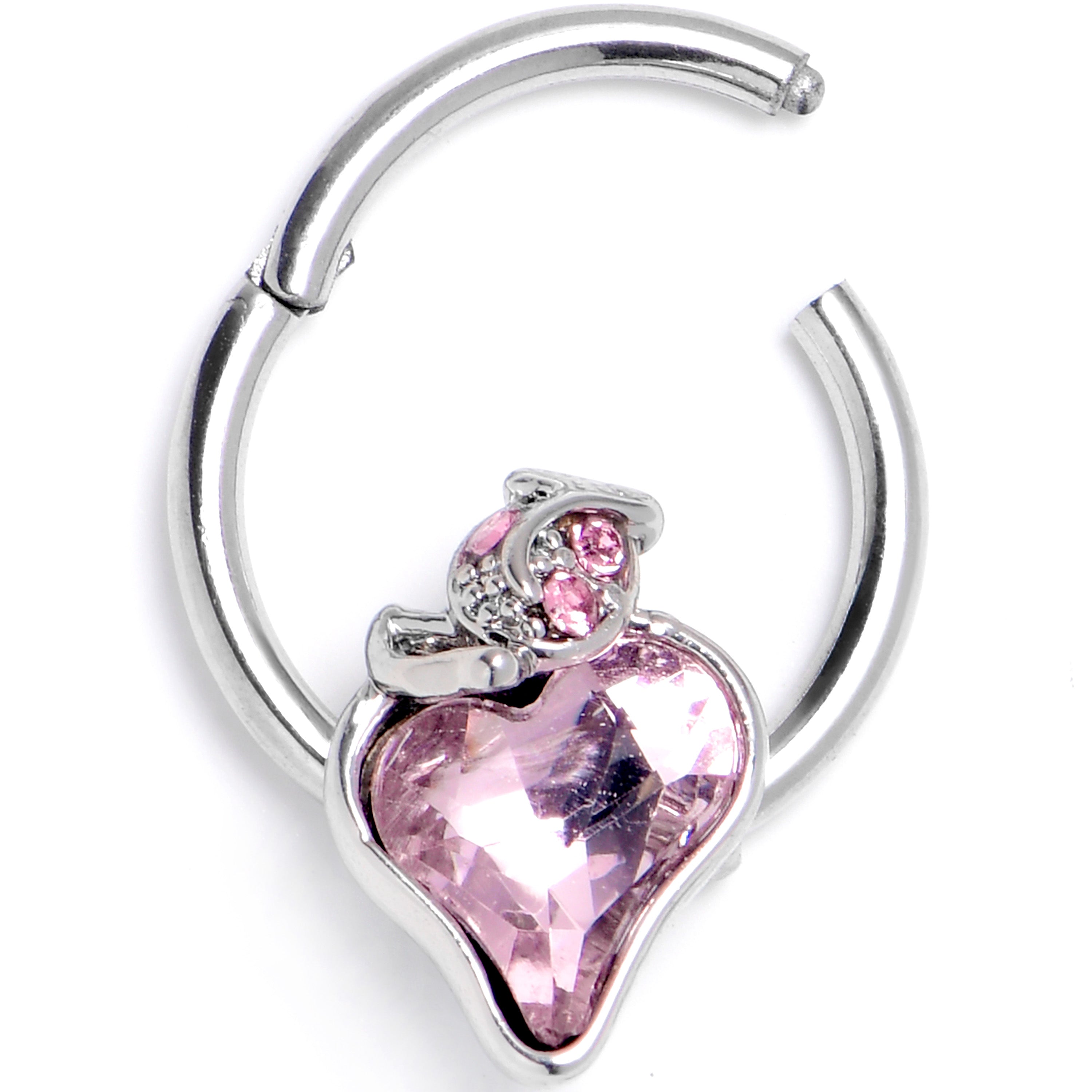 BodyCandy 16G 3/8 Pink Gem Strawberry Love Hinged Segment Ring — main product shot