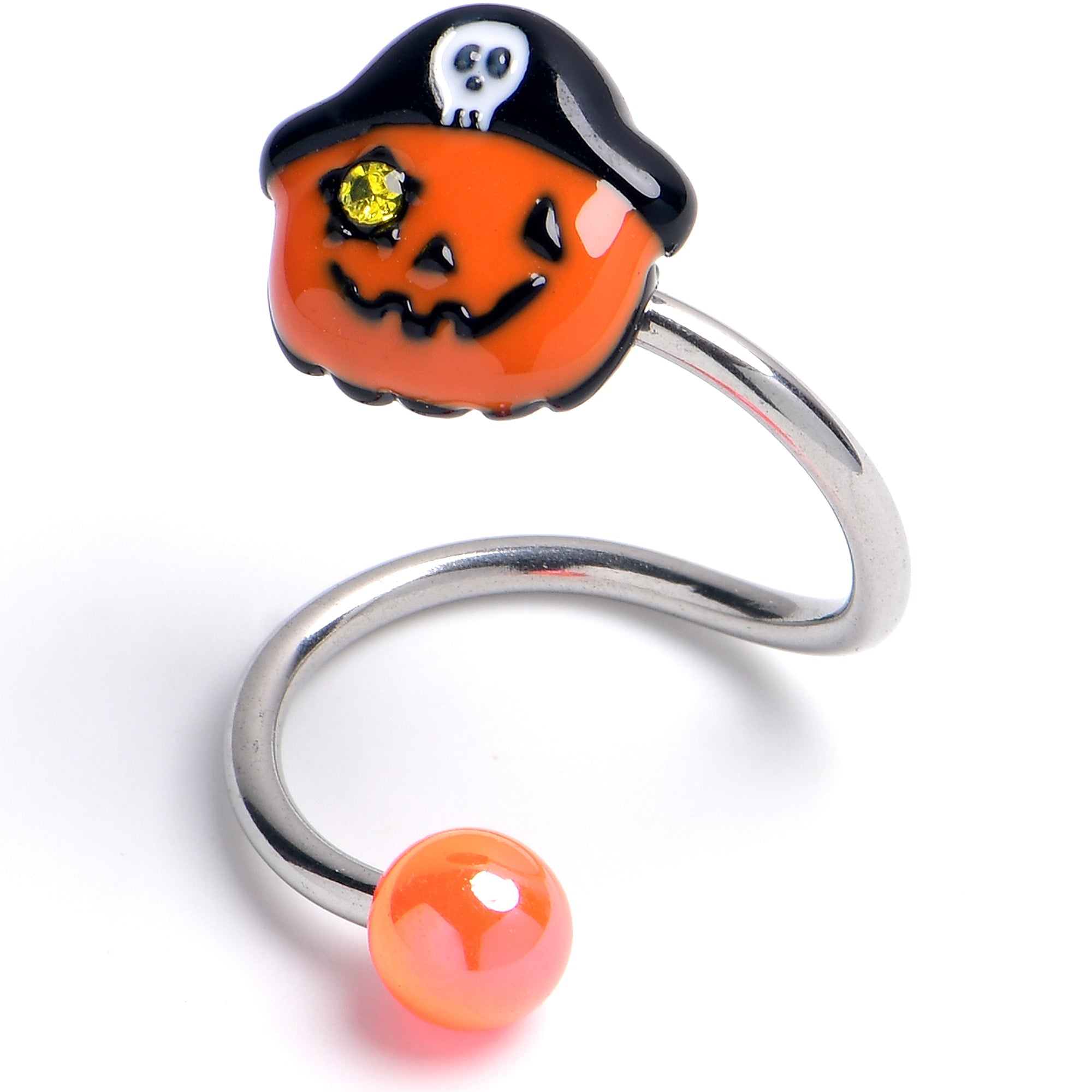 BodyCandy Yellow Gem Orange Pirate Pumpkin Spiral Twister Belly Ring — main product shot