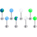 BodyCandy 16G 5/16 Multi Blue Green White Labret Monroe Tragus Set of 8 — main product shot