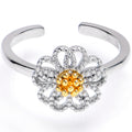 BodyCandy Textured Flower Golden Center Adjustable Toe Ring — main product shot