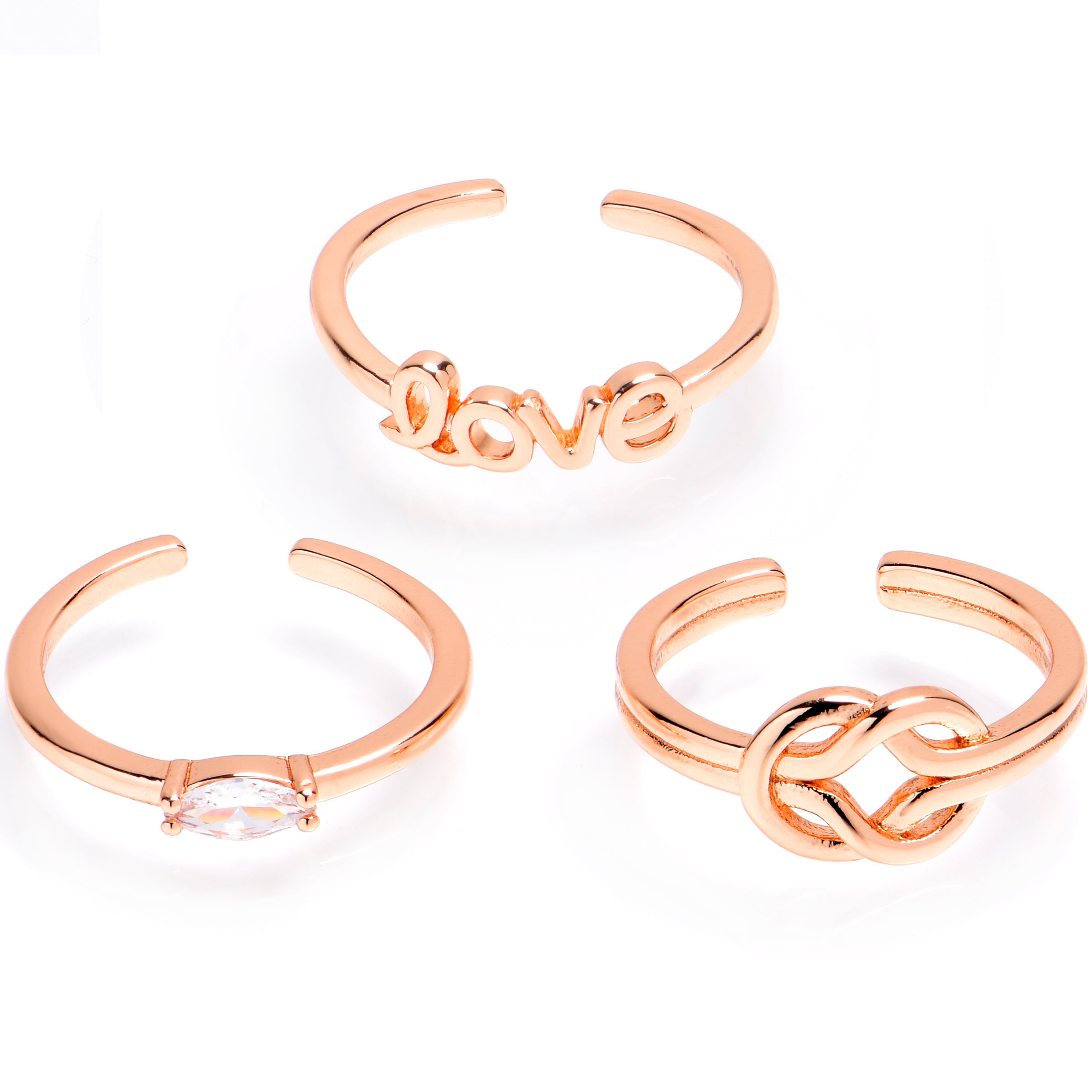 BodyCandy Clear Gem Love Knot Rosy Adjustable Toe Ring — main product shot
