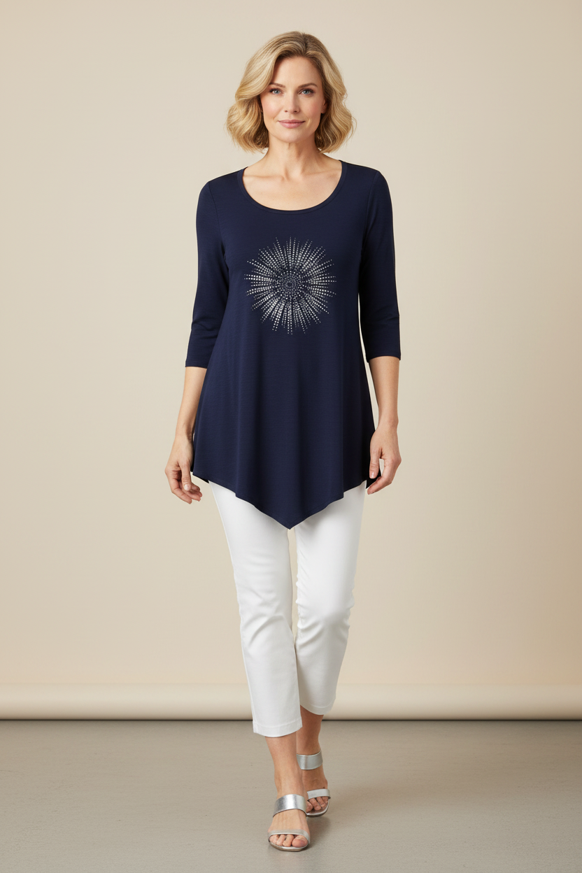 Marble Asymmetrical Tunic Top