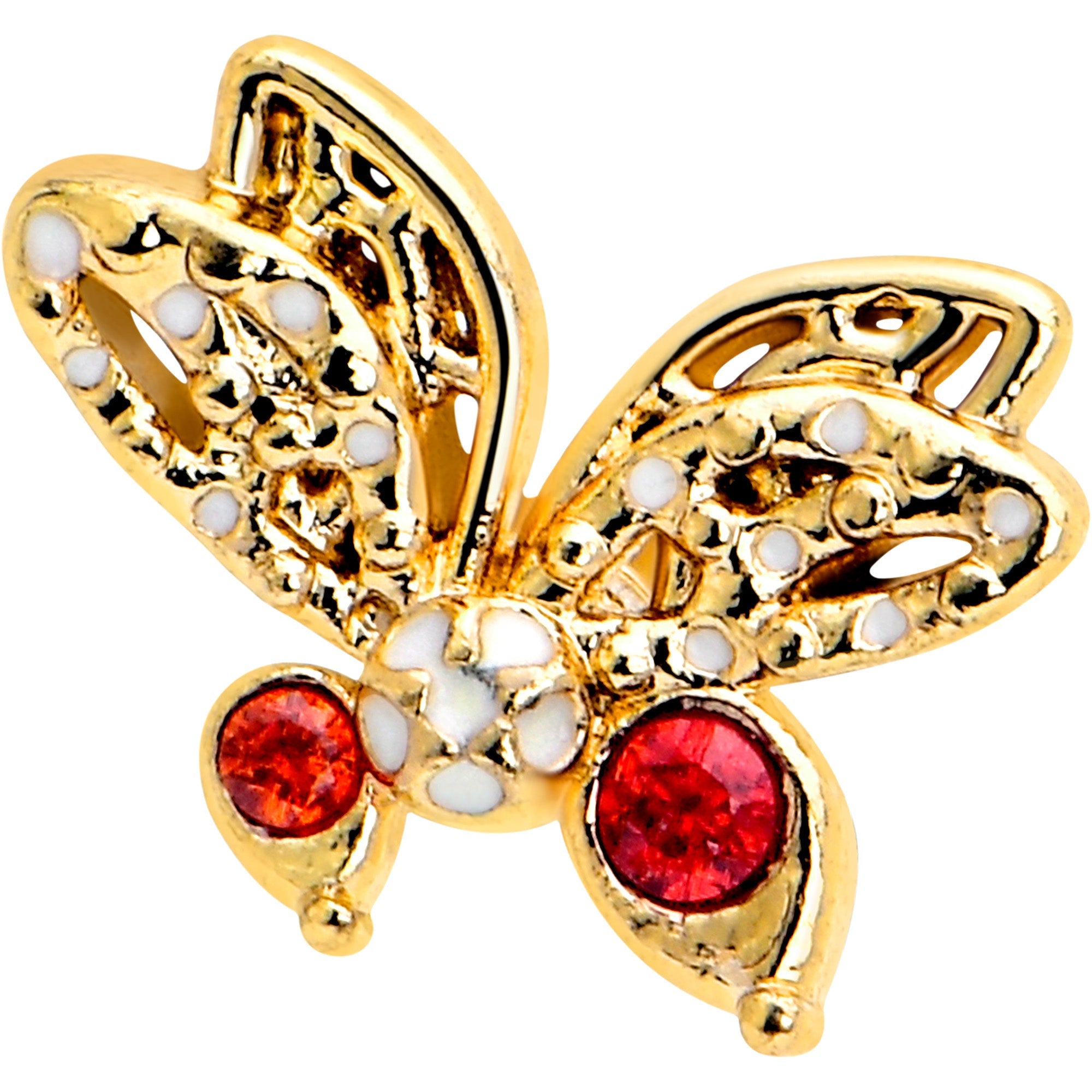 BodyCandy 20G 7mm Red CZ Gem Gold Tone Drama Butterfly L Shape Nose Ring — lifestyle context