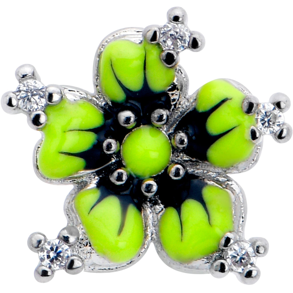 BodyCandy 20G 7mm Clear CZ Gem Go Green Flower L Shape Nose Ring — lifestyle context