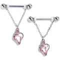 BodyCandy 14G 9/16 Pink Gem Strawberry Love Chain Dangle Nipple Ring Set — main product shot