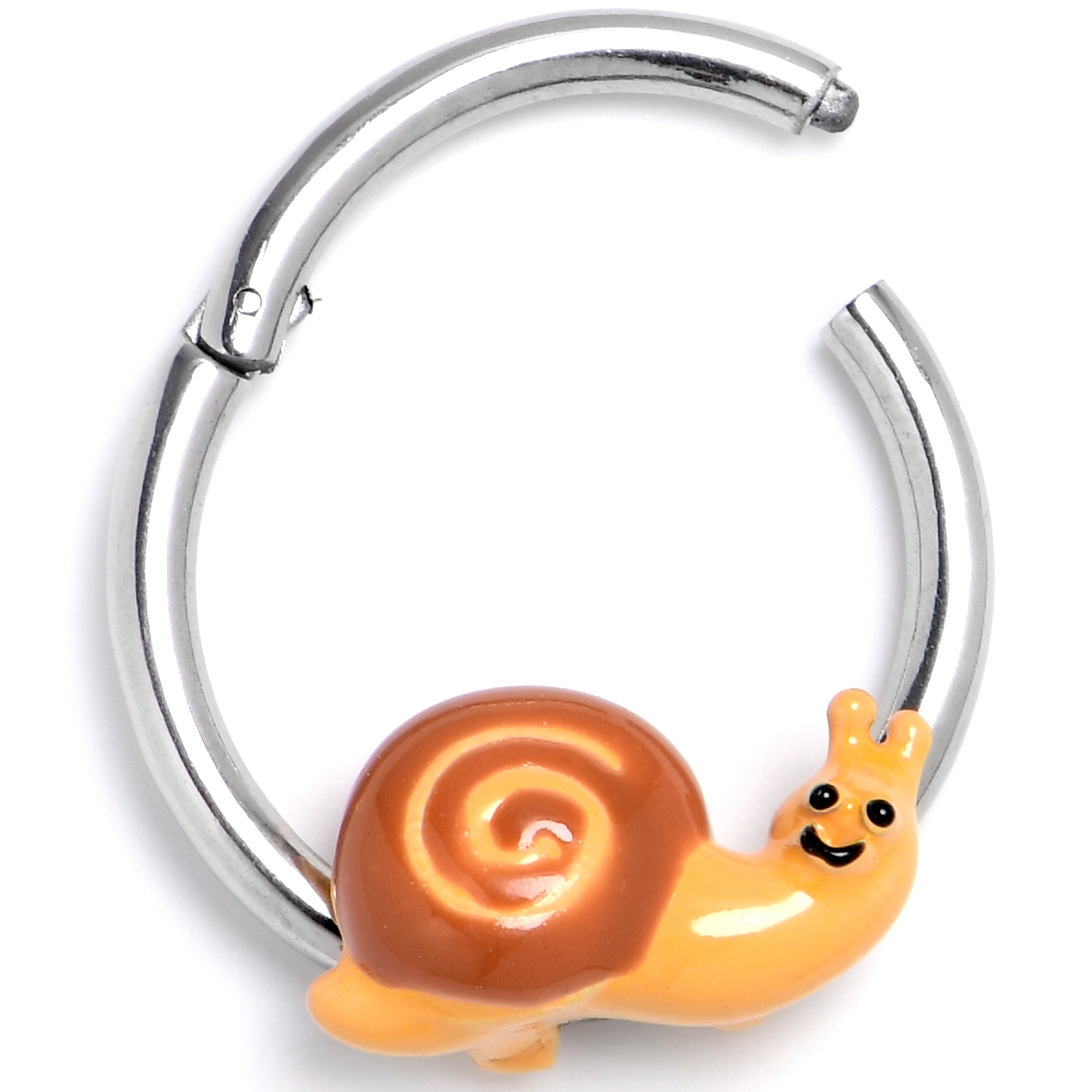 BodyCandy 16G 3/8 Cottagecore Snail Hinged Segment Ring — main product shot