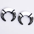 BodyCandy 0G Black White Reverse Drip Acrylic Pincher Curved Taper Set — main product shot