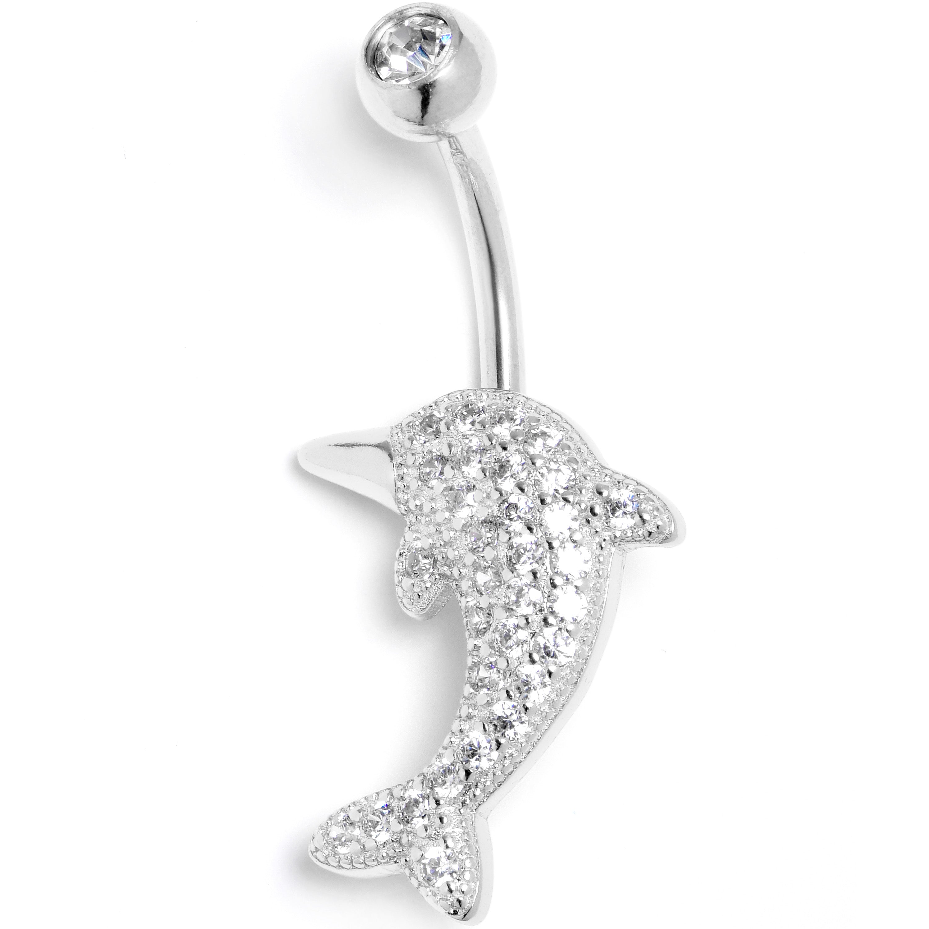 BodyCandy Clear CZ Gem Deluxe Dolphin Belly Ring — main product shot