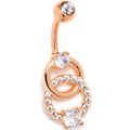 BodyCandy Clear CZ Gem Rose Gold Tone Linked Loops Dangle Belly Ring — main product shot