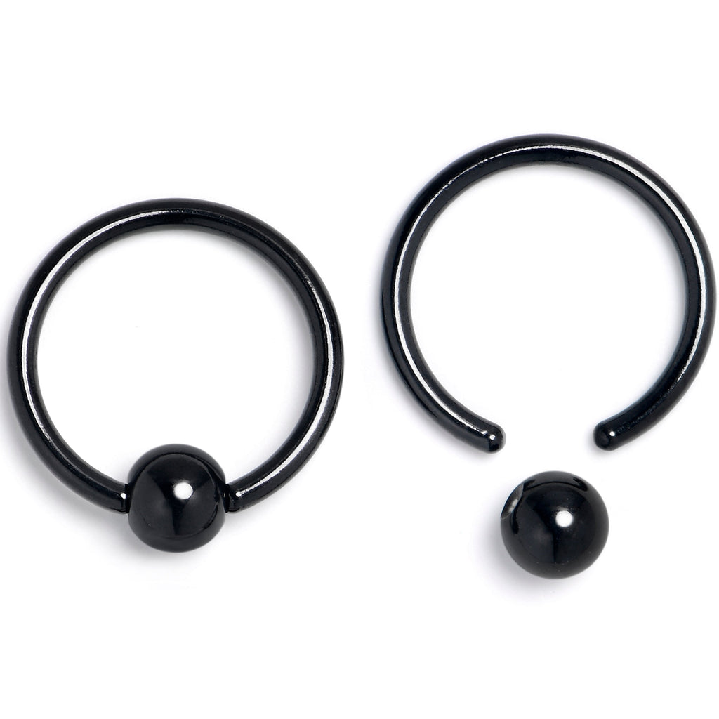 BodyCandy 16G 3/8 Clear Gem Black Mushroom BCR Captive Ring Set of 4 — lifestyle context