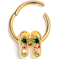 BodyCandy 16G 3/8 Clear Gem Gold Tone Beach Sandal Hinged Segment Ring — main product shot