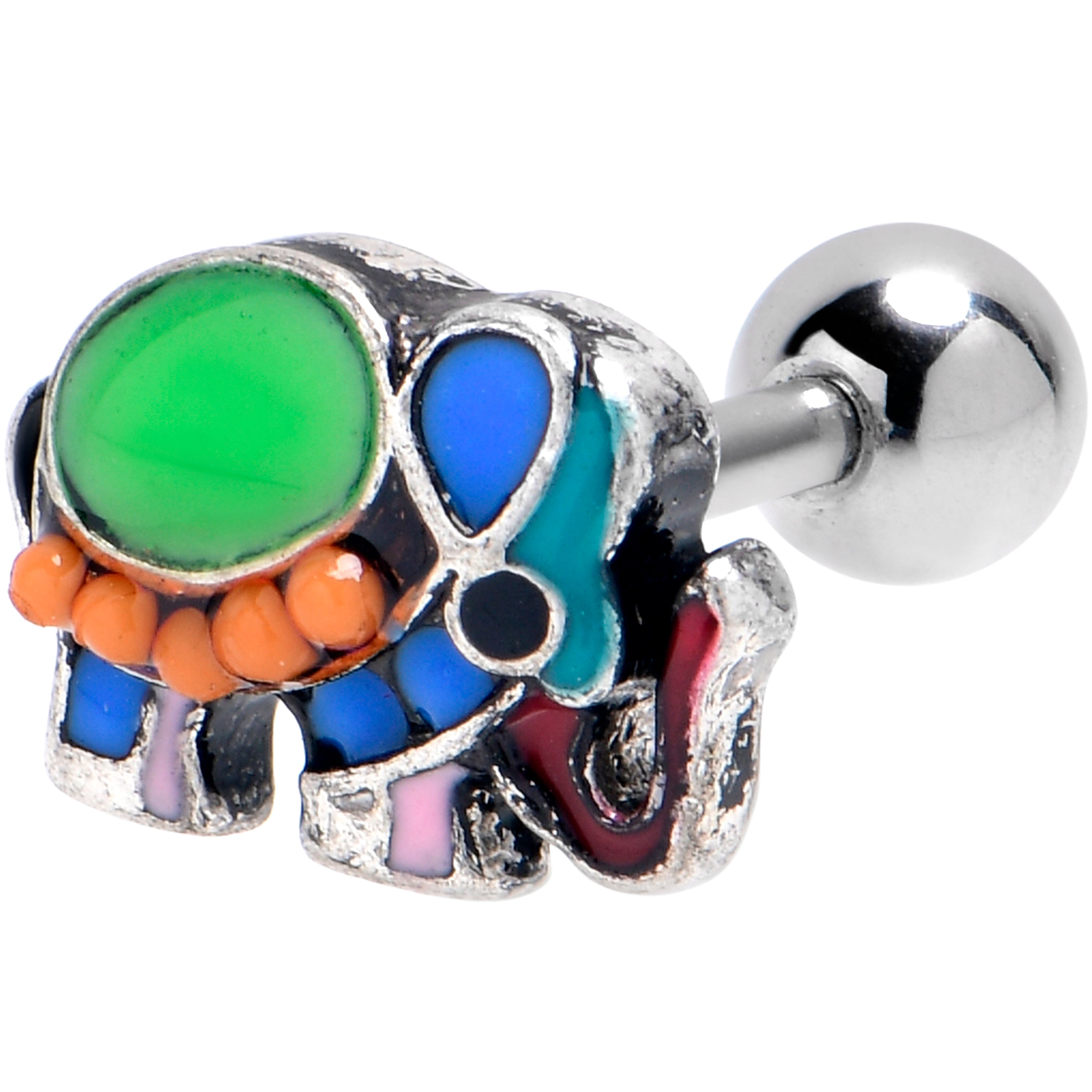 BodyCandy 16G 1/4 Colorful Elephant Cartilage Tragus Earring — main product shot
