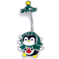 BodyCandy Christmas Tree Penguin Double Mount Belly Ring — main product shot