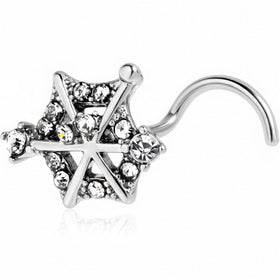 20G 7mm Clear Gem Spiderweb Goth Left Side Nose Screw