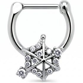 16G 5/16 Clear Gem Spiderweb Goth Cartilage Clicker