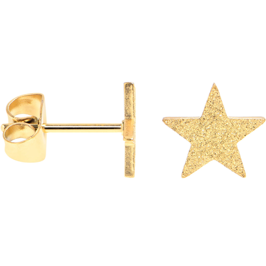 BodyCandy 4mm-8mm Stars Stud Gold Tone 316L Stainless Steel Earrings 6 Pack — detail close-up