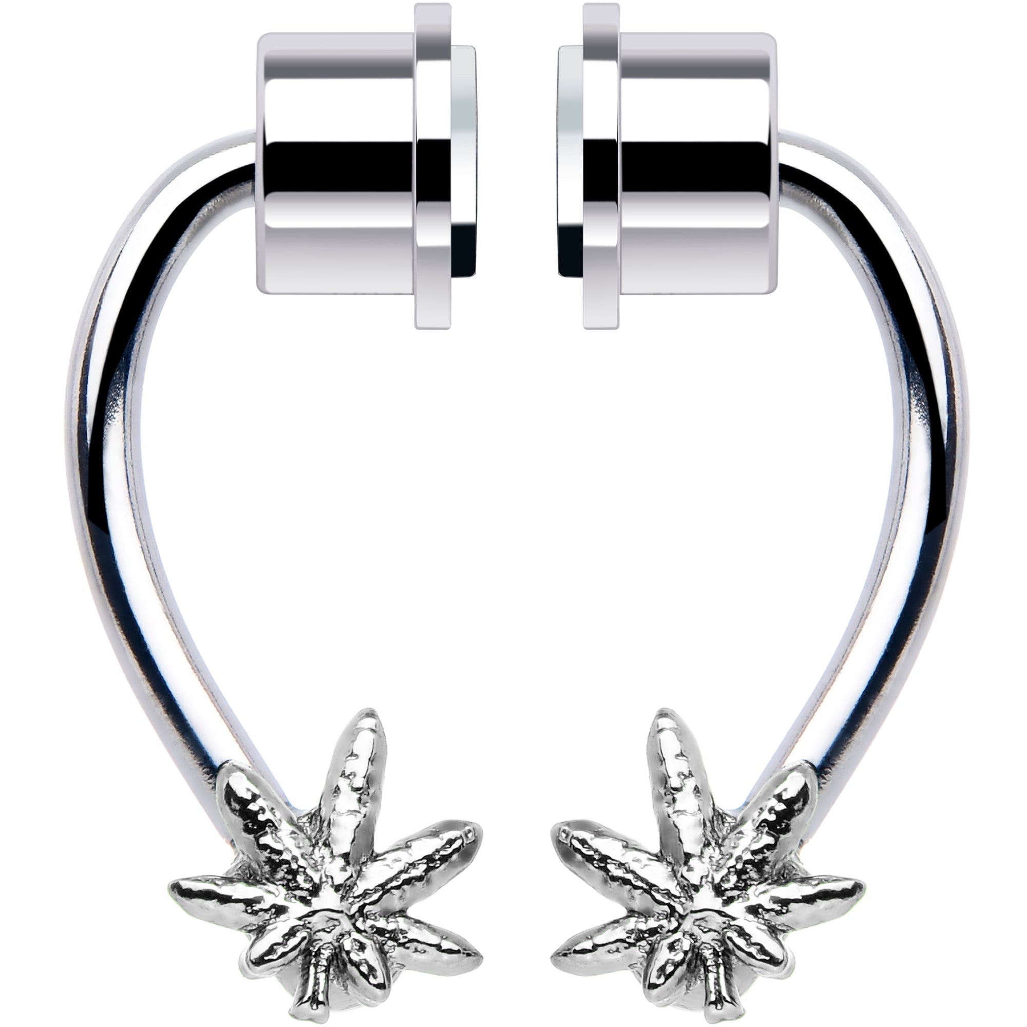 BodyCandy Pot Leaf Magnetic Septum Ring Horseshoe Non-Pierced Fake Nose Ring — detail close-up