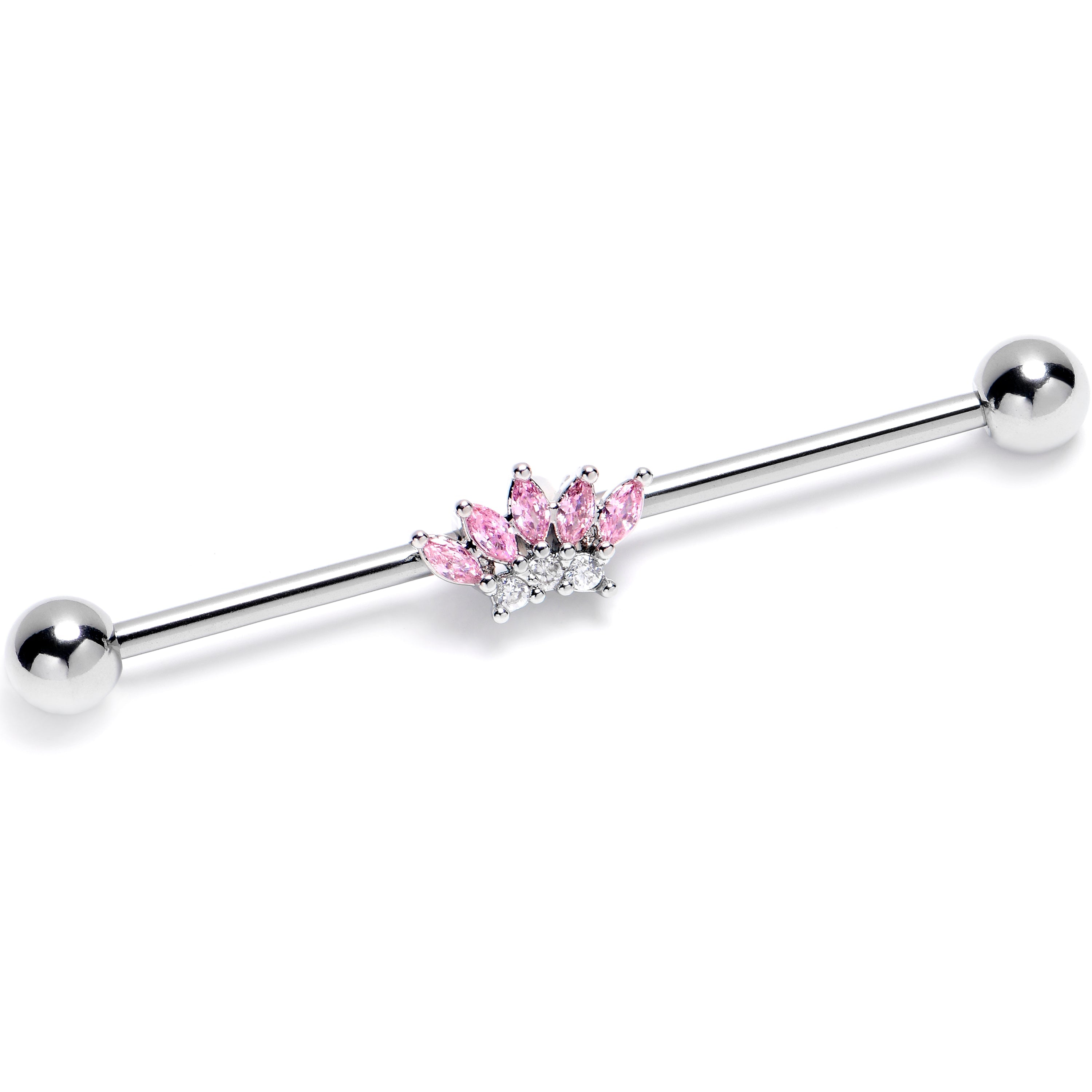 BodyCandy 14G Pink Gem Fashion Fan Industrial Barbell 38mm — main product shot