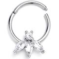 BodyCandy 16G 3/8 Clear Gem Fashion Fan Mini Hinged Segment Ring — main product shot