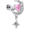 BodyCandy 16G Pink CZ Gem Moon Lover Internally Threaded Labret Monroe Tragus — main product shot