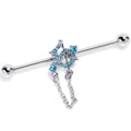 BodyCandy 14G Blue Gem Spiderweb Chain Dangle Industrial Barbell 38mm — main product shot