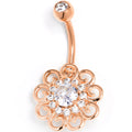 BodyCandy Clear CZ Gem Rose Gold Tone Loopy Flower Whimsy Belly Ring — main product shot