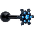 BodyCandy Blue CZ Gem Black Gothic Winter Holiday Snowflake Barbell Tongue Ring — main product shot