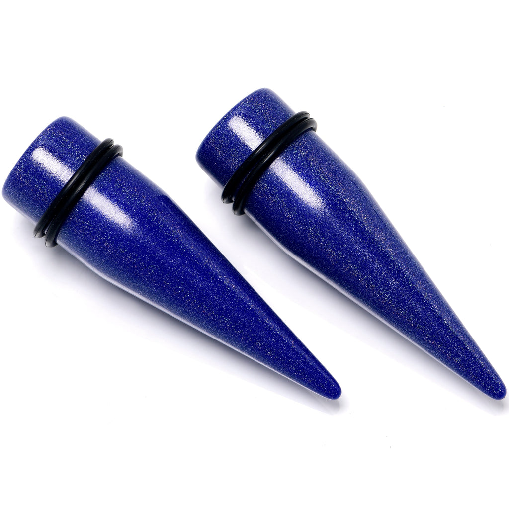 BodyCandy Blue Shimmer Acrylic Straight Taper Set 6mm to 20mm Sizes — main product shot