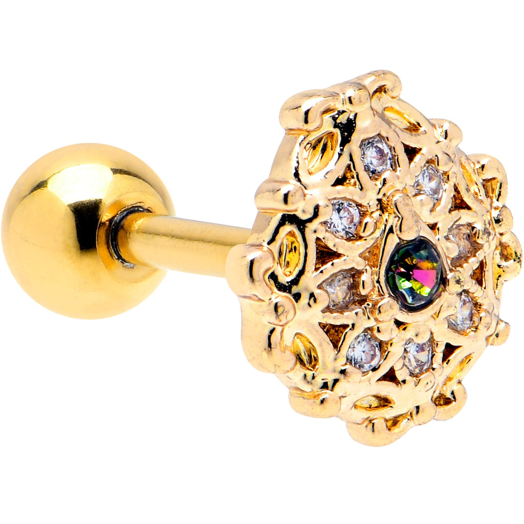 BodyCandy 16G 1/4 Vitrail Gem Gold Tone Blossom Bloom Cartilage Earring — main product shot