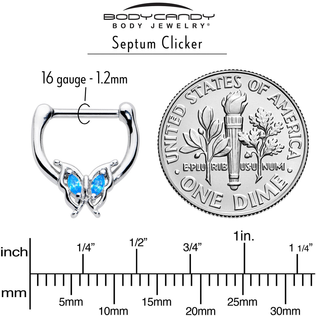 BodyCandy 16G 5/16 Blue Gem Fancy Fab Butterfly Cartilage Clicker — back view