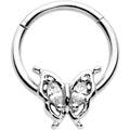 BodyCandy 16G 3/8 Clear Gem Fancy Fab Butterfly Hinged Segment Ring — main product shot