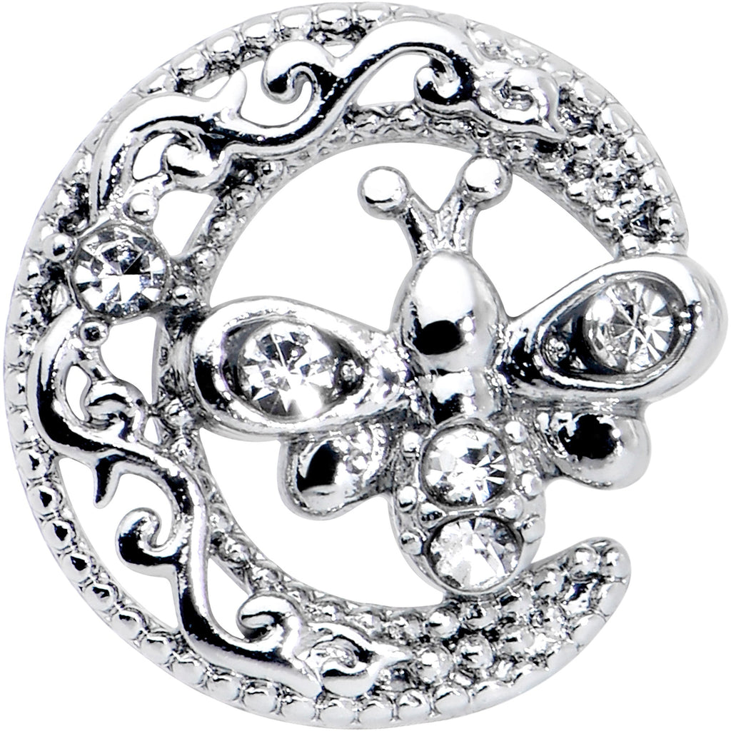 BodyCandy 16G 1/4 Clear Gem Lunar Dragonfly Cartilage Tragus Earring — detail close-up