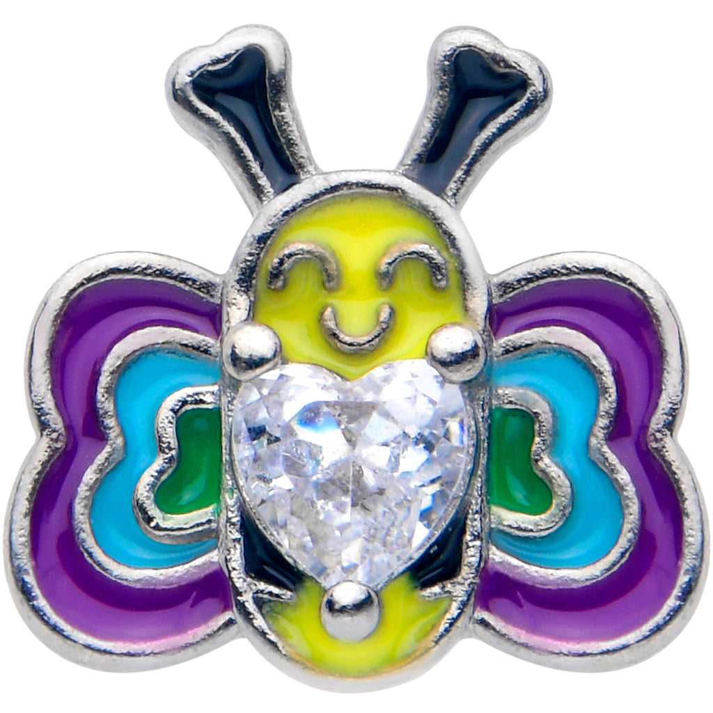 BodyCandy 16G 5/16 Clear CZ Gem Butterfly Love Bug Labret Monroe Tragus — detail close-up