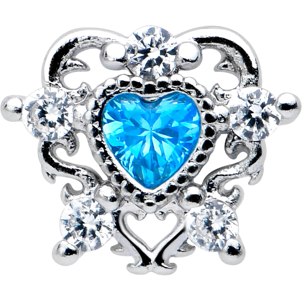 BodyCandy 16G Blue Clear CZ Gem Heart Pair Flat Back Earring — lifestyle context