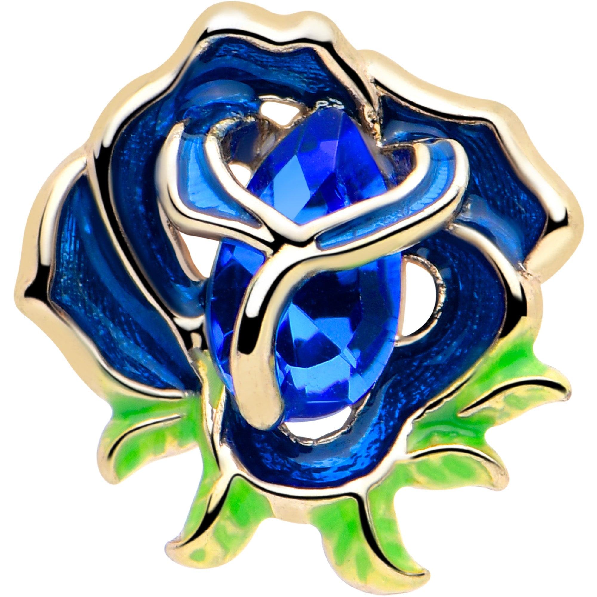 BodyCandy 16G 5/16 Blue Gem Gold Tone Deep Blue Flower Labret Monroe Tragus — lifestyle context