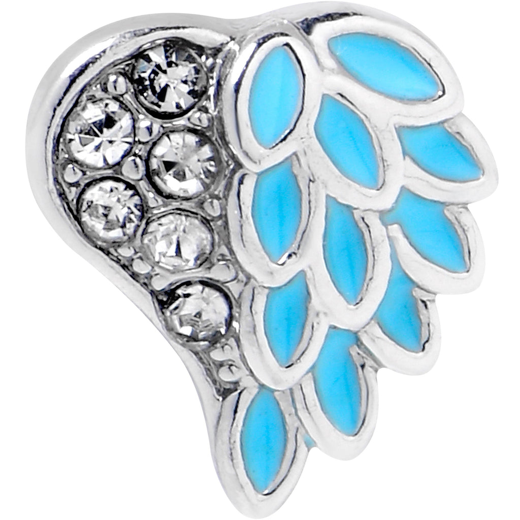 BodyCandy 16G 5/16 Clear Gem Heavenly Heart Angel Wing Blue Labret Tragus — detail close-up