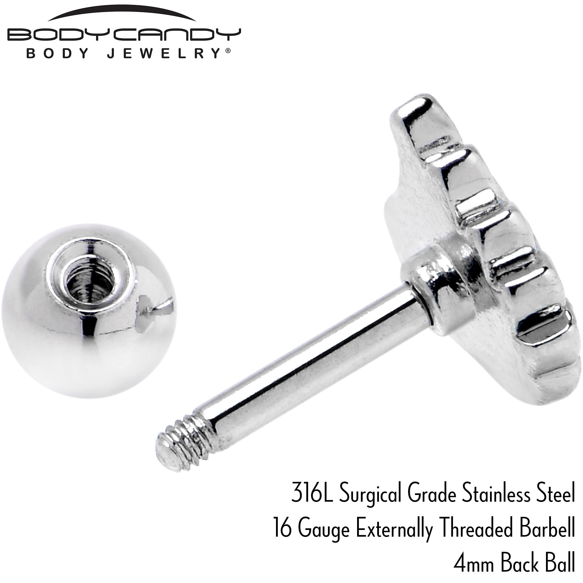 BodyCandy 16G 1/4 Clear Gem Heavenly Heart Angel Wing Blue Cartilage Earring — alternative angle