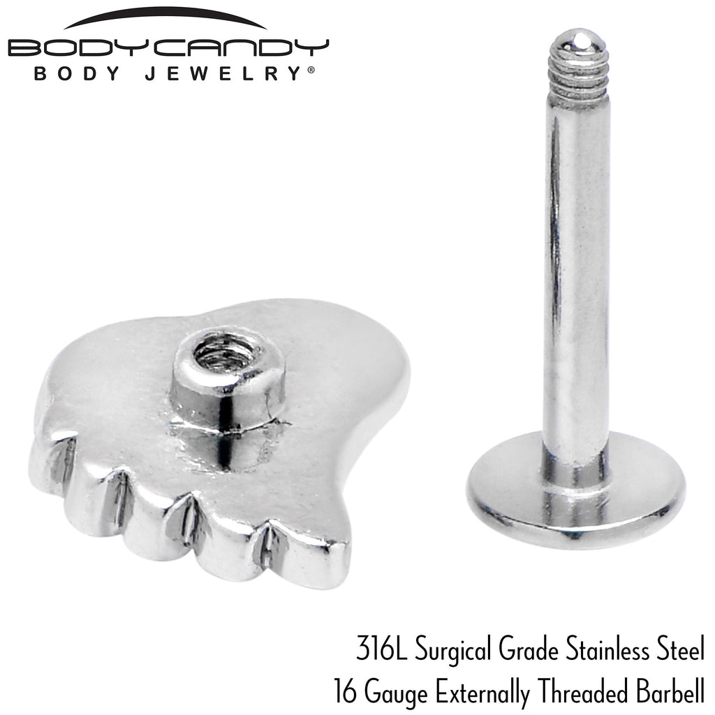 BodyCandy 16G 5/16 Clear Gem Heavenly Heart Angel Wing Pink Labret Tragus — alternative angle