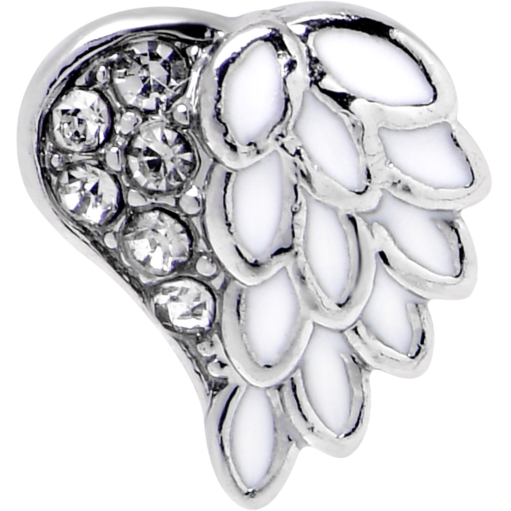 BodyCandy 16G 5/16 Clear Gem Heavenly Heart Angel Wing White Labret Tragus — detail close-up