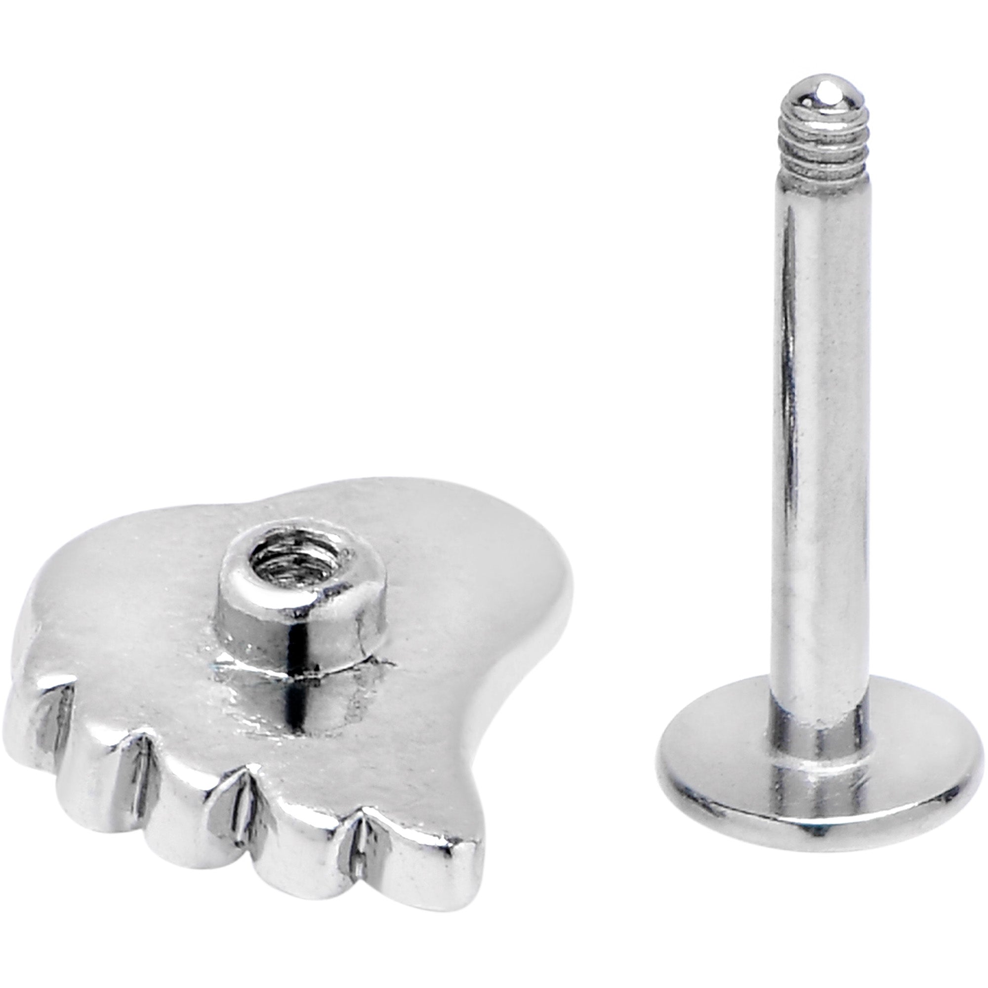 BodyCandy 16G 5/16 Clear Gem Heavenly Heart Angel Wing White Labret Tragus — side view