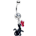 BodyCandy Clear Gem Butterfly Black Cat Dangle Belly Ring — main product shot